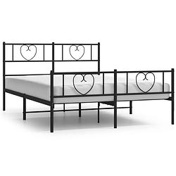 Foto van Vidaxl bedframe met hoofd- en voeteneinde metaal zwart 160x200 cm