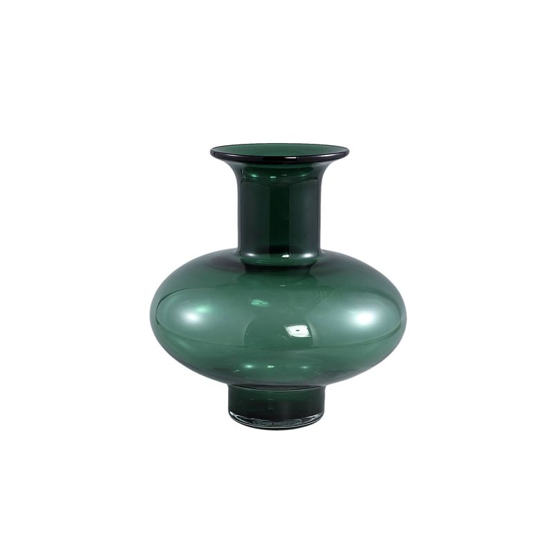 Foto van Ptmd nory green glass bulb vase round wide