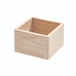 Foto van Idesign - opbergbox, 11.5 x 11.5 x 7.6 cm, paulownia hout, beige - idesign the home edit