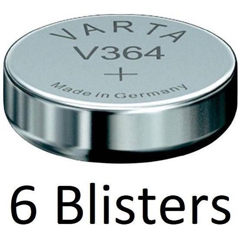 Foto van 6 stuks (6 blisters a 1 st) varta knoopcel batterij sr621 sw/sr60 sw/v364 1bl single-use zilver-oxide
