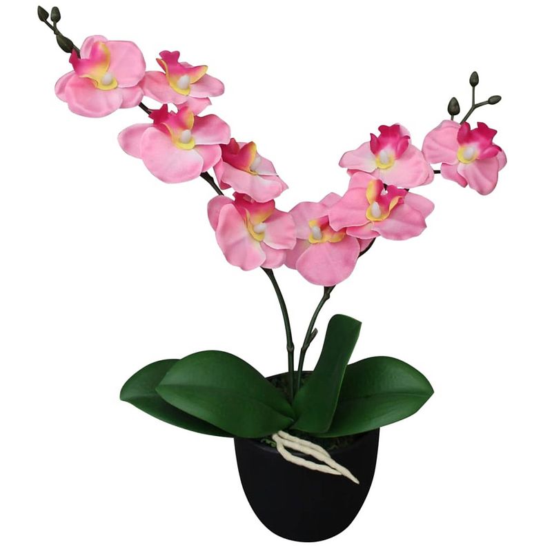 Foto van Vidaxl kunst orchidee plant met pot 30 cm roze