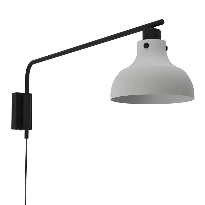 Foto van Eglo matlock wandlamp - e27 - 25 cm - grijs/zwart - staal