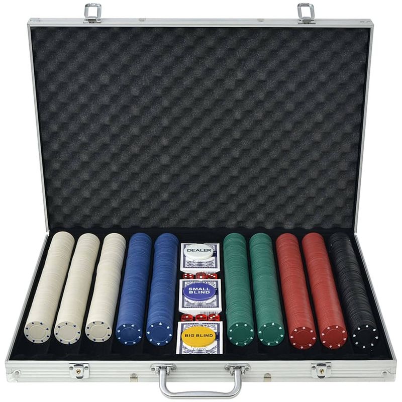 Foto van Vidaxl pokerset met 1000 chips aluminium