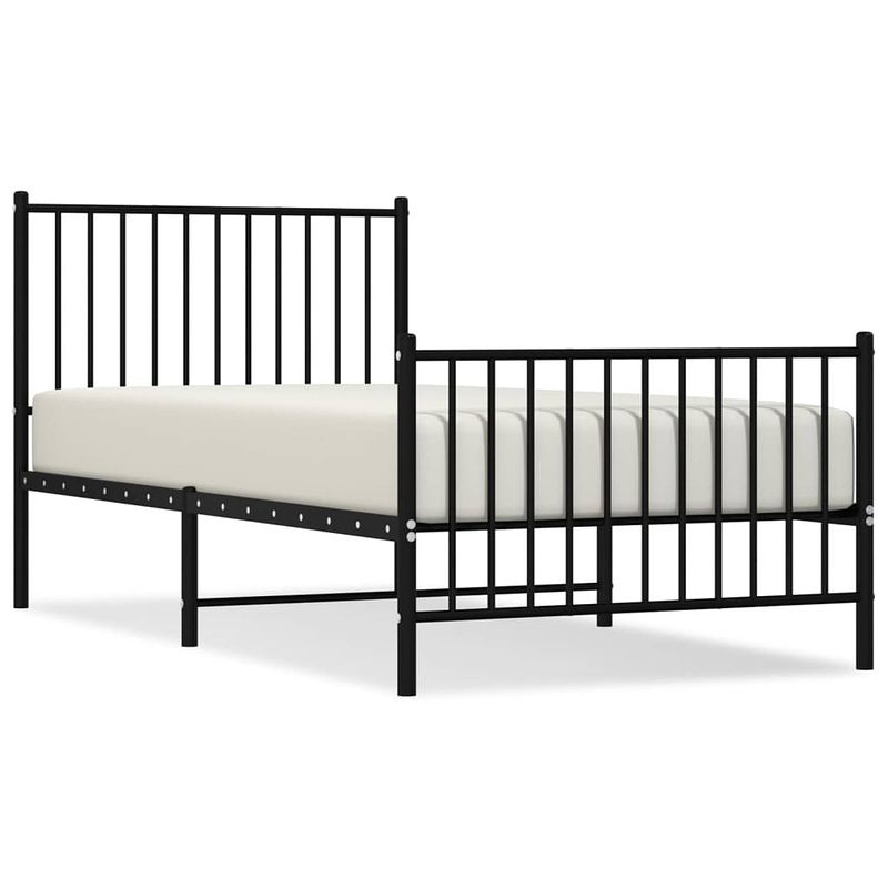 Foto van Vidaxl bedframe met hoofd- en voeteneinde metaal zwart 90x190 cm