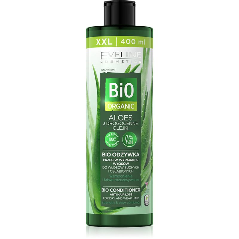 Foto van Eveline cosmetics bio organic conditioner anti hair loss aloe vera 400ml.