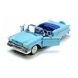 Foto van Modelauto chevrolet impala 1958 blauw schaal 1:24/22 x 8 x 6 cm - speelgoed auto'ss