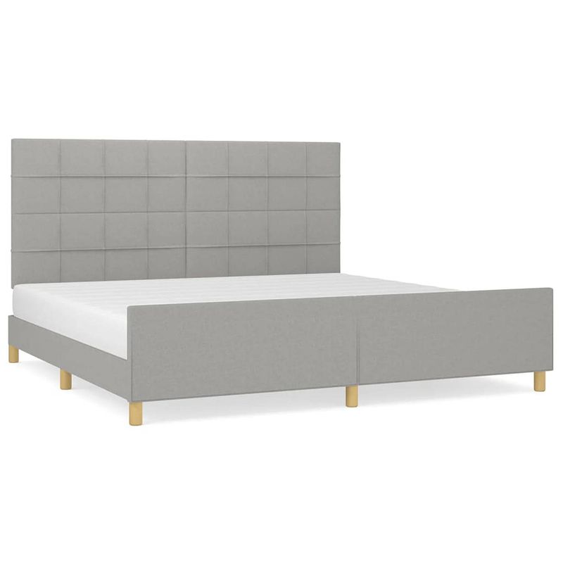 Foto van The living store bedframe - hoofdeinde - lichtgrijs - 203 x 206 x 118/128 cm - geschikt voor 200 x 200 cm matras