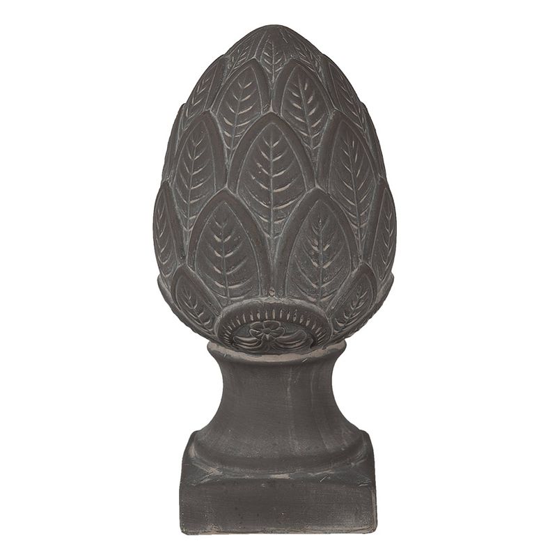 Foto van Clayre & eef decoratie beeld dennenappel ø 13*26 cm grijs steen decoratief figuur decoratieve accessoires