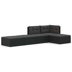 Foto van Vidaxl 5-delige loungeset met kussens poly rattan zwart