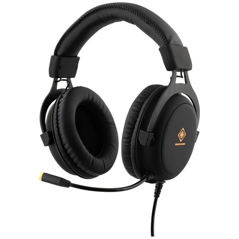Foto van Deltaco gaming gam-030 over ear headset kabel gamen stereo zwart volumeregeling, microfoon uitschakelbaar (mute)