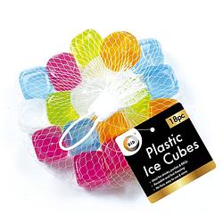 Foto van 18x stuks herbruikbare kunststof ijsklontjes in diverse kleuren - ijsblokjesvormen