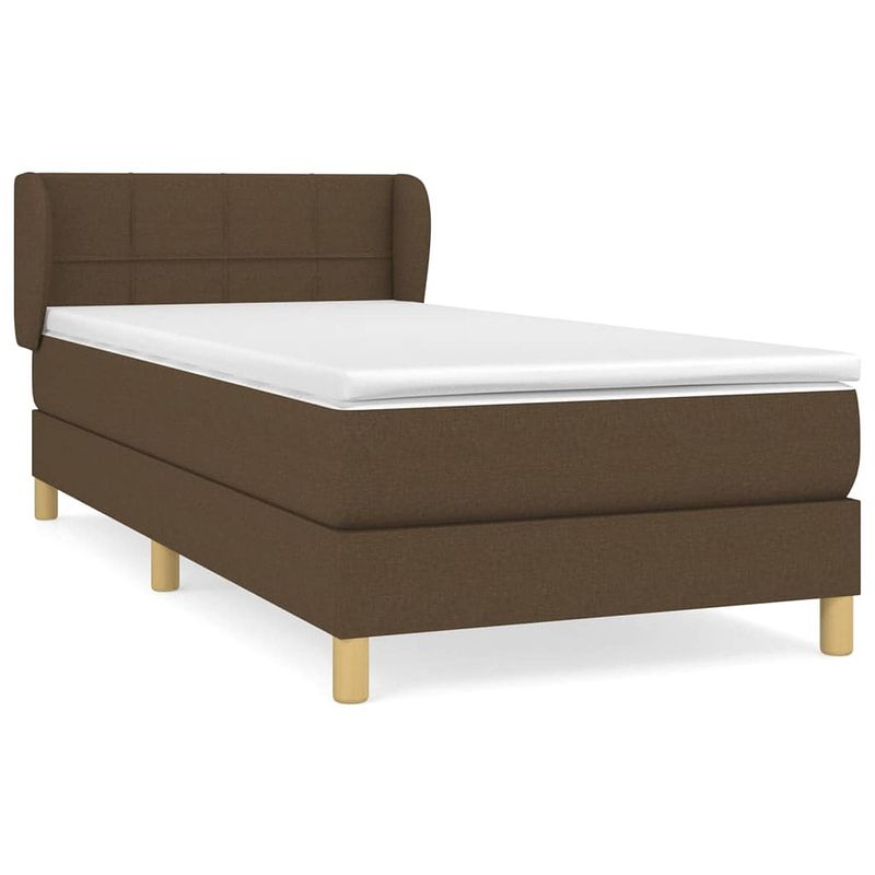 Foto van The living store boxspringbed - donkerbruin stoffen bedframe met verstelbaar hoofdbord - pocketvering matras en