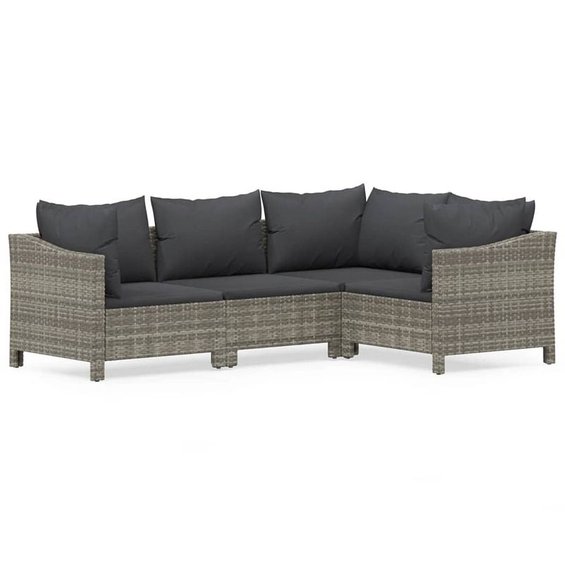 Foto van Infiori 4-delige loungeset met kussens poly rattan grijs