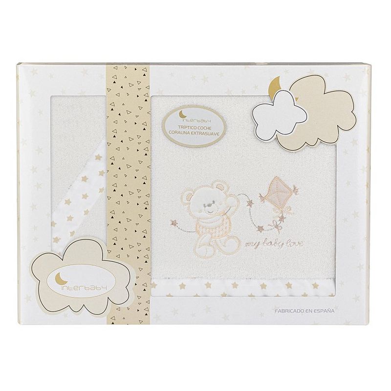 Foto van Interbaby beddengoed wieg baby love fleece wit/beige 3-delig