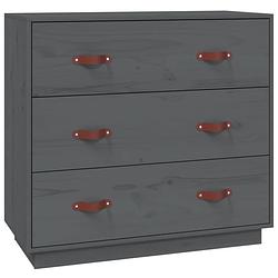 Foto van Vidaxl dressoir 80x40x75 cm massief grenenhout grijs