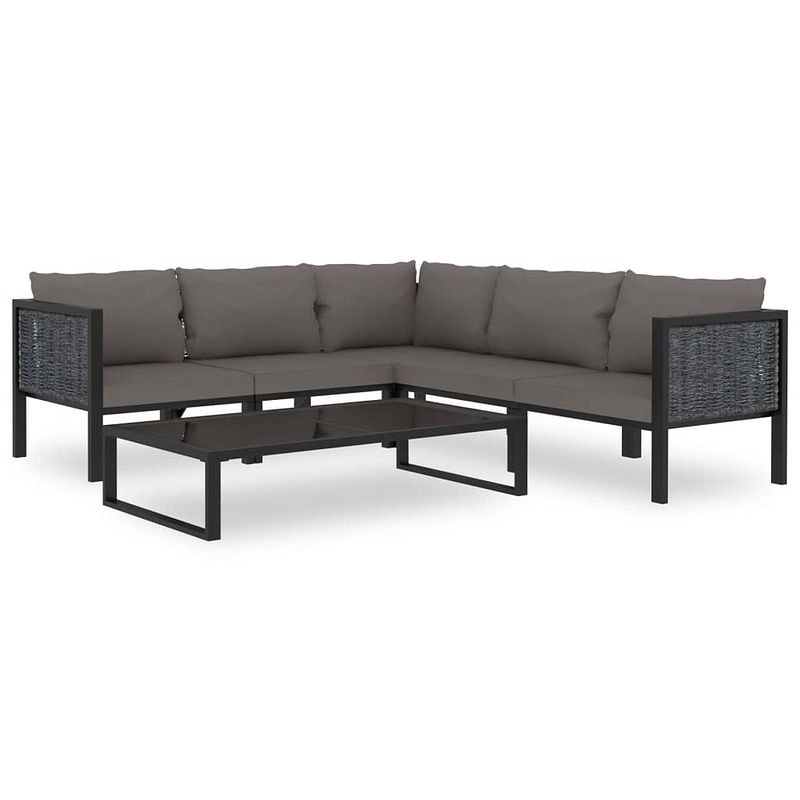 Foto van Vidaxl 6-delige loungeset met kussens poly rattan antraciet