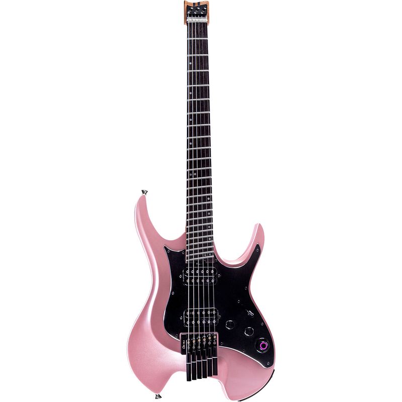 Foto van Mooer gtrs guitars wing 800 intelligent guitar pearl pink headless elektrische gitaar met gigbag