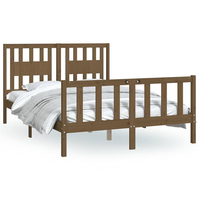 Foto van The living store bedframe - klassiek - hout - 205.5 x 145.5 x 69.5 cm - honingbruin