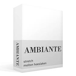 Foto van Ambiante stretch molton hoeslaken - 60% polyester - 40% katoen - lits-jumeaux (180x200/210 cm) - wit