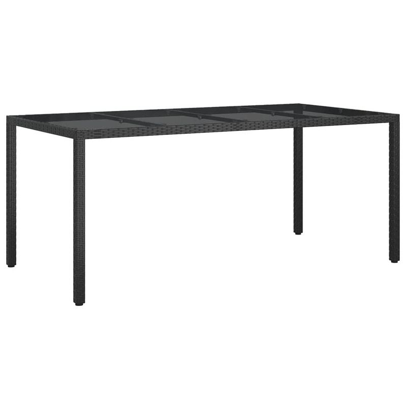 Foto van Vidaxl tuintafel 190x90x75 cm gehard glas en poly rattan black