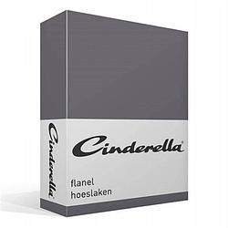 Foto van Cinderella flanel hoeslaken - 100% geruwde flanel-katoen - lits-jumeaux (160x200/210 cm) - antraciet