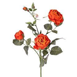 Foto van Top art kunstbloem roos ariana - oranje - 73 cm - kunststof steel - decoratie bloemen - kunstbloemen