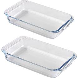 Foto van Chef traiteur ovenschaal set 2-delig - rechthoek - glas - 0,8l en 1l - keuken - ovenschalen