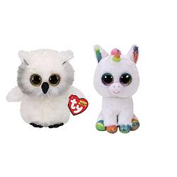 Foto van Ty - knuffel - beanie boo's - ausitin owl & pixy unicorn