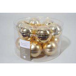 Foto van 4 stuks 12 kerstballen licht goud glans-mat 50 mm