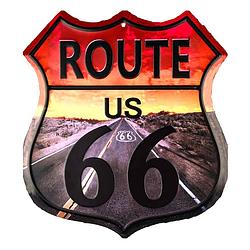 Foto van Clayre & eef tekstbord 45x50 cm grijs rood ijzer route 66 wandbord spreuk wandplaat grijs wandbord spreuk