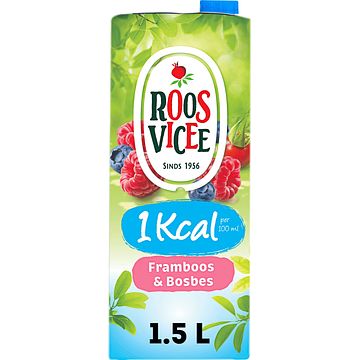 Foto van 2 flessen a 750 ml of pakken a 1,5 liter | roosvicee 1kcal framboos & bosbes 1. 5l aanbieding bij jumbo