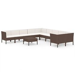 Foto van Vidaxl 11-delige loungeset met kussens poly rattan bruin