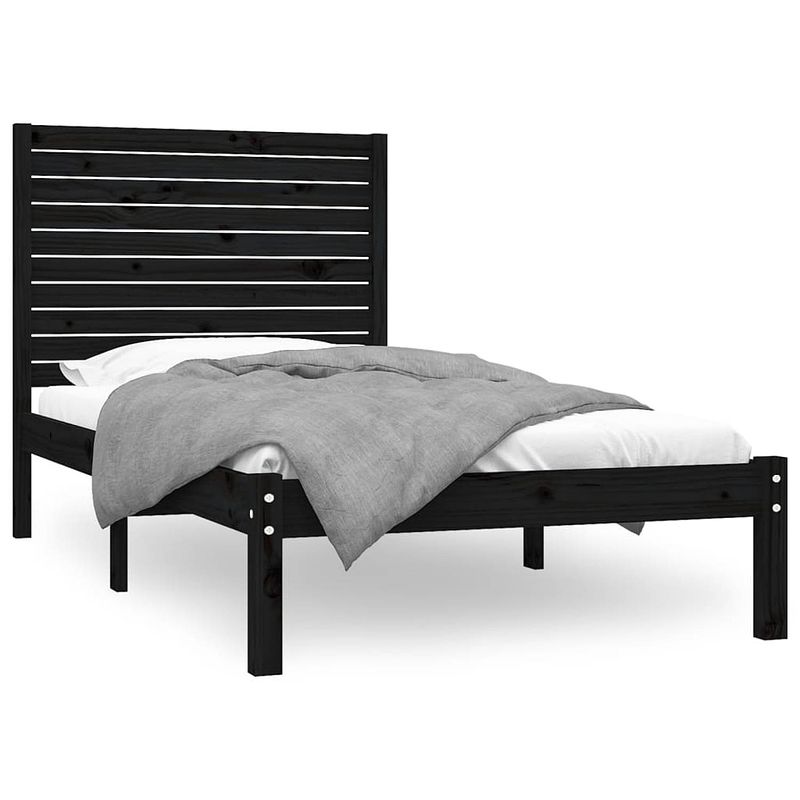 Foto van Vidaxl bedframe massief hout zwart 90x200 cm