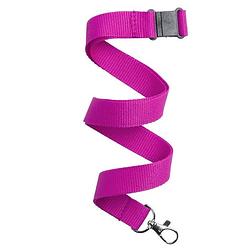 Foto van 30x keycord/lanyard fuchsia roze met sleutelhanger 50 cm - keycords