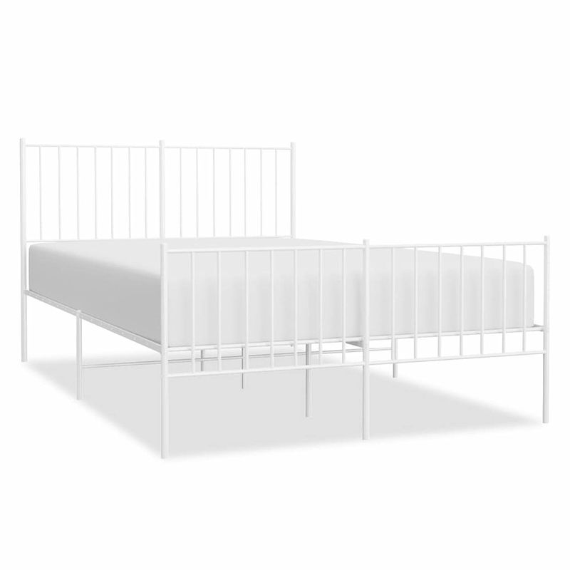 Foto van Vidaxl bedframe met hoofd- en voeteneinde metaal wit 120 x 190 cm