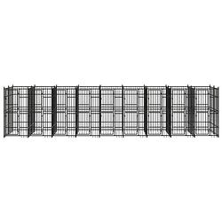 Foto van The living store hondenkennel - gepoedercoat staal - 864x192x200 cm - met deuren - zwart