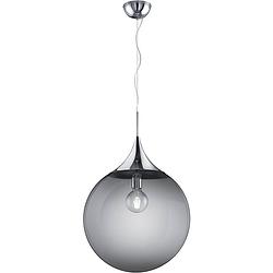 Foto van Led hanglamp - hangverlichting - trion midon xl - e27 fitting - rond - mat chroom - aluminium