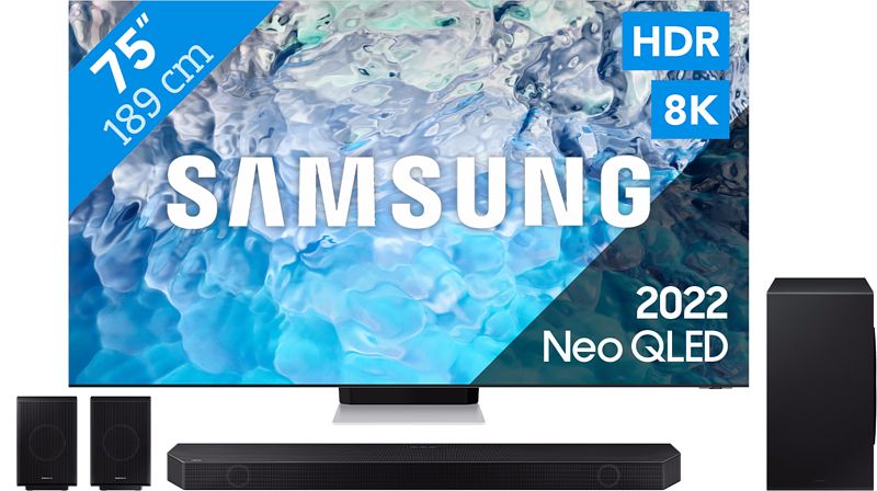 Foto van Samsung neo qled 8k 75qn900b (2022) + soundbar