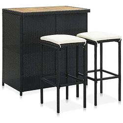 Foto van Vidaxl 3-delige barset poly rattan zwart