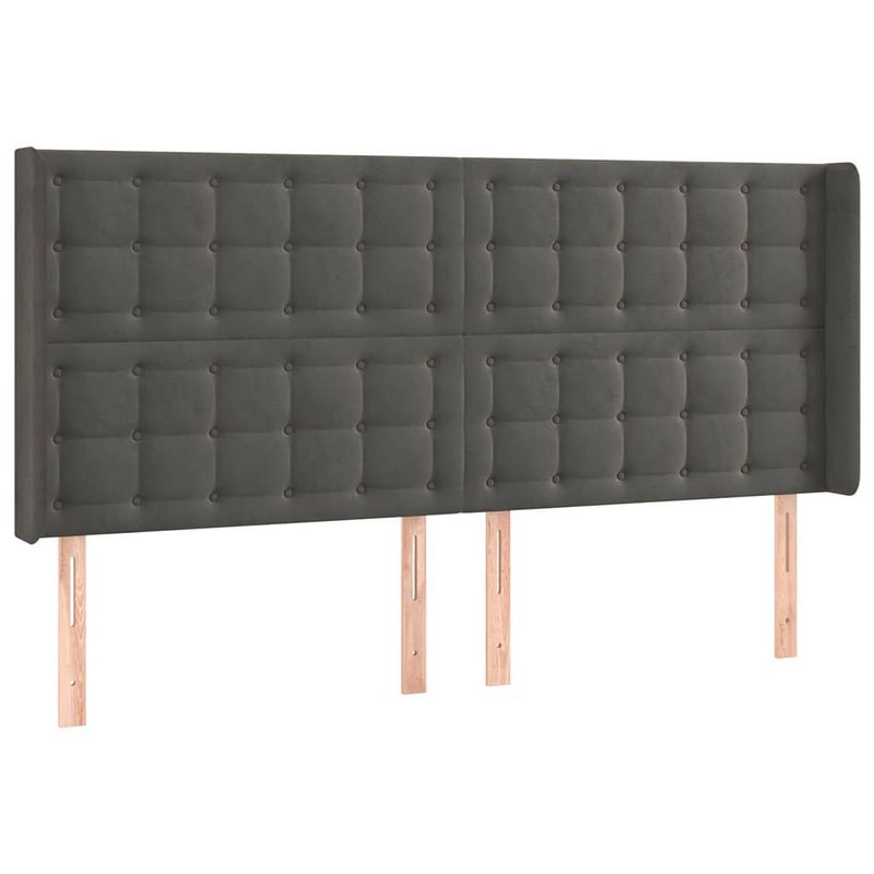 Foto van The living store hoofdeind bedaccessoires - 183 x 16 x 118/128 cm - donkergrijs