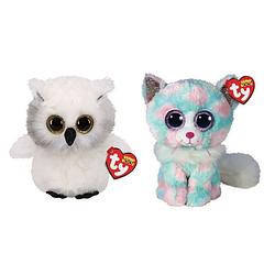 Foto van Ty - knuffel - beanie boo's - ausitin owl & opal cat