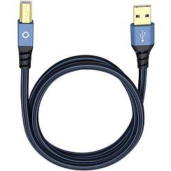 Foto van Oehlbach usb plus b usb 2.0 [1x usb-a 2.0 stekker - 1x usb-b 2.0 stekker] 50.00 cm blauw vergulde steekcontacten