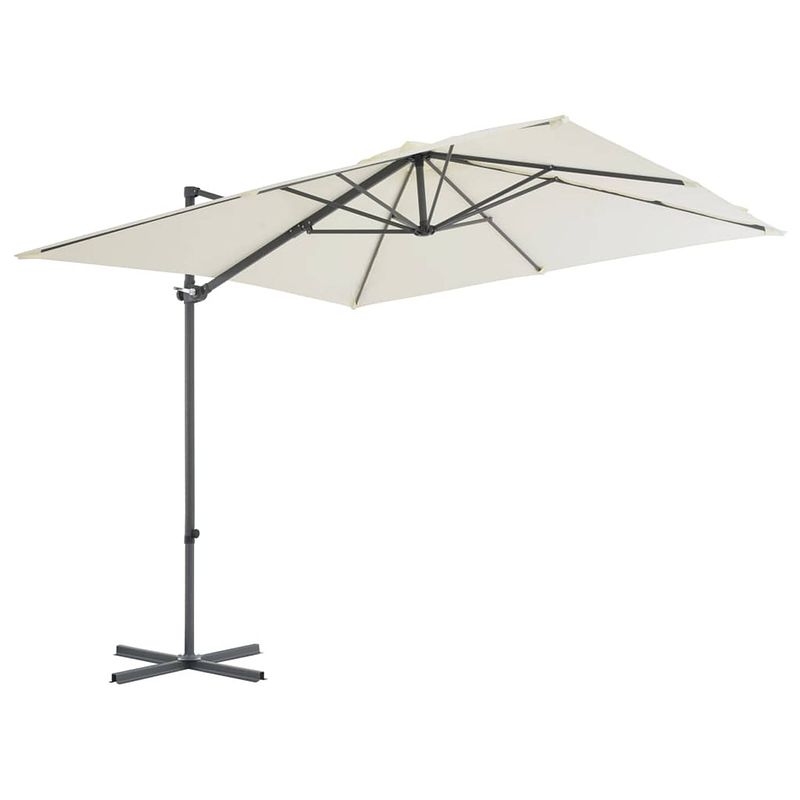 Foto van The living store parasol - hangend - 250x250x247cm - zandkleurig - uv-beschermend polyester - kantelbaar en draaibaar -