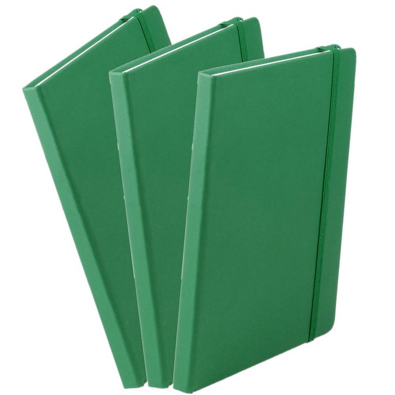 Foto van Set van 3x stuks luxe schriftjes/notitieboekjes groen met elastiek a5 formaat - schriften