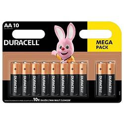 Foto van 10 stuks - duracell mega pack lr6 / aa / r6 / mn 1500 1.5v alkaline batterij