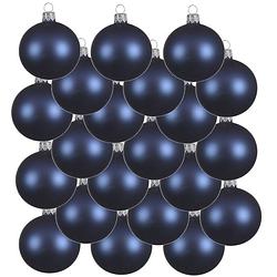 Foto van 18x glazen kerstballen mat donkerblauw 8 cm kerstboom versiering/decoratie - kerstbal