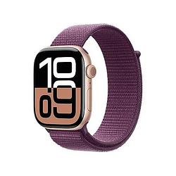 Foto van Apple watch series 10 gps 42mm aluminium case met plum sport loop smartwatch roze