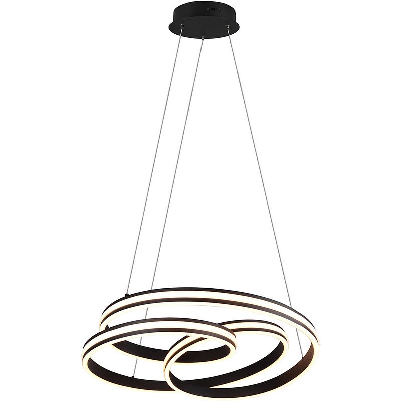 Foto van Led hanglamp - trion yarino - 60w - aanpasbare kleur - dimbaar - rond - mat zwart - aluminium