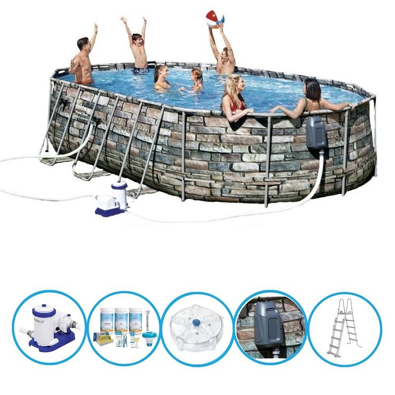 Foto van Bestway zwembad power steel swim vista - zwembadpakket - 610x366x122 cm