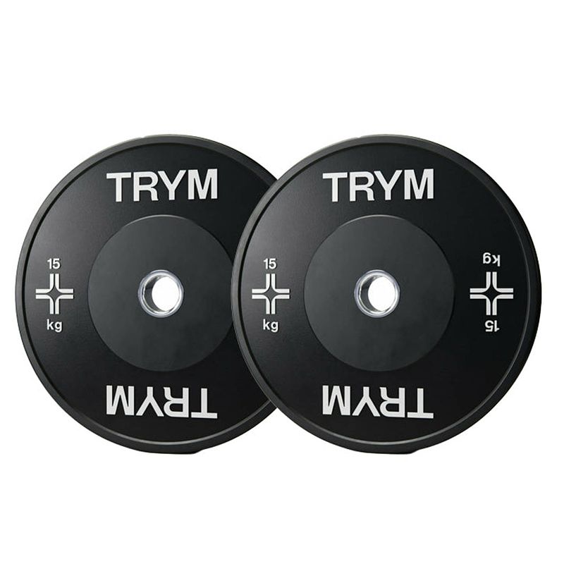 Foto van Trym bumperplate set - bundel - 30 kg - 2 x 15 kg - halterschijven - 50 mm - zwart